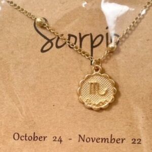 Trendy SCORPIO zodiac gold boho necklace ADJUSTABLE BNWT